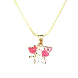 Cat Love Charm Necklace 18” Snake Chain Stainless Steel